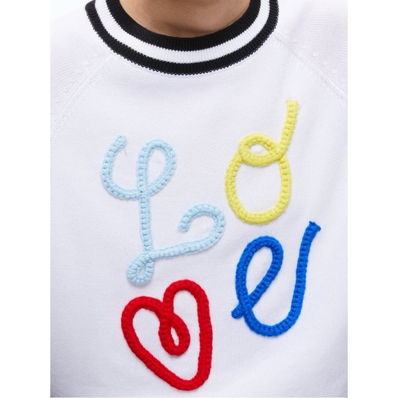 Alice + Olivia Albina LOVE Sweater RARE HTF Pullover Crew Wool Classic Novelty S - Picture 14 of 15